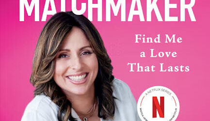 book cover of woman on pink background in white shirt
